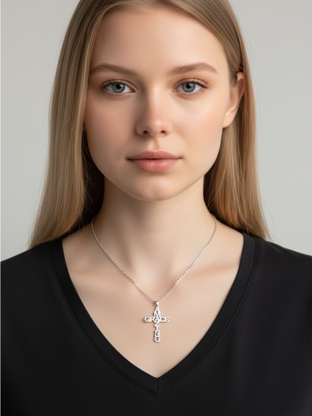 9/20 Silver 'Grace' Cross Pendant Necklace - Women Jewelry